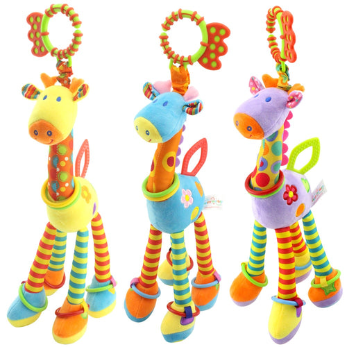 Plush Giraffe Deer Soft Animal Bed Hanging Rattles Mobiles With Bell Ring Infant Infant