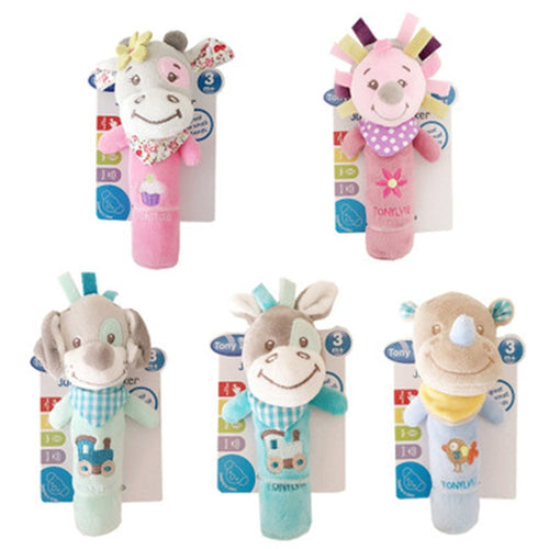 Hot Sale Baby Rattles Mobiles BB Sticks Soft Cow Plush Doll Crib Bed Hanging hand catches Animal Toy Doll Kids Toy